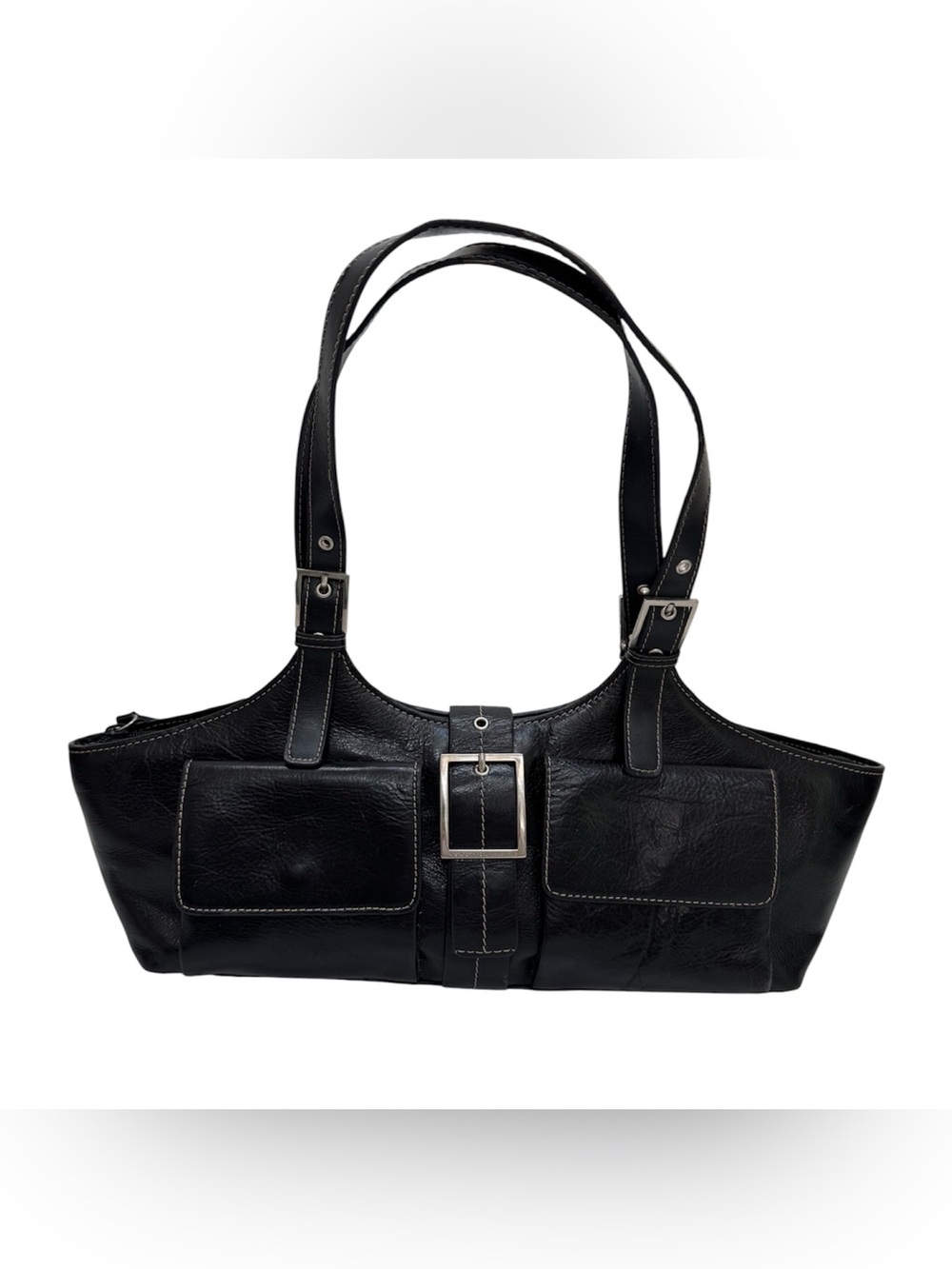 Vintage Kenneth Cole Reaction East West Shoulder Bag Purse Biker Whimsigoth Y2K